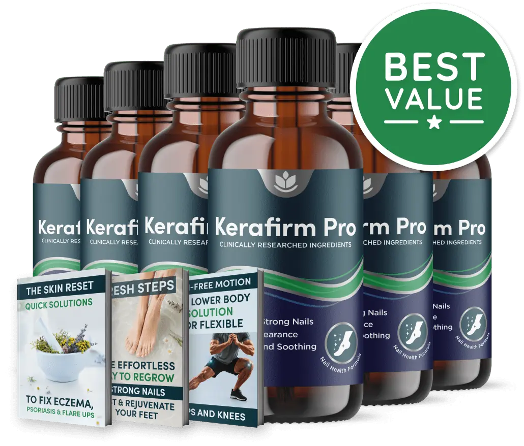 kerafirm-pro-Official-Website Six kerafirm pro supplement bottles
